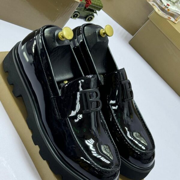 Balmain Black Patent Leather Lug Sole Loafers