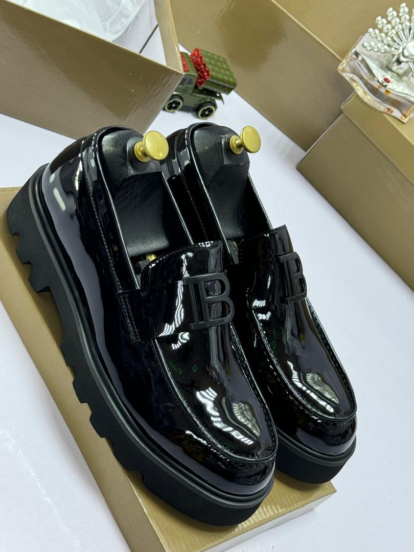 Balmain Black Patent Leather Lug Sole Loafers Balmain Black Patent Leather Lug Sole Loafers