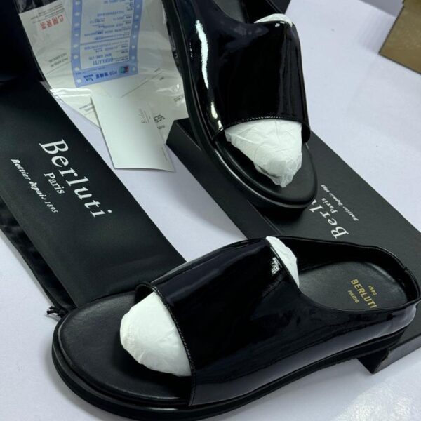 Berluti Black Leather Luxury Slides