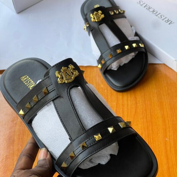 Black Aristocrats Men’s Leather Slides