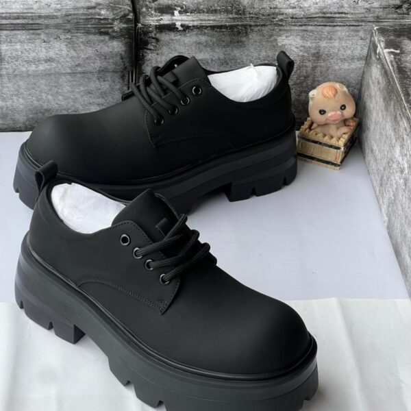 Black Chunky Platform Derby Shoes