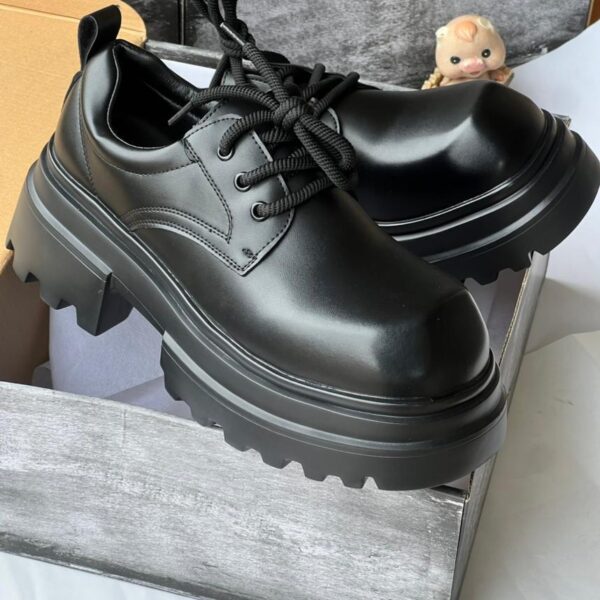 Black Chunky Sole Bulldog Derby Shoes