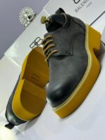 Black Designer Shoes with Yellow Chunky Sole