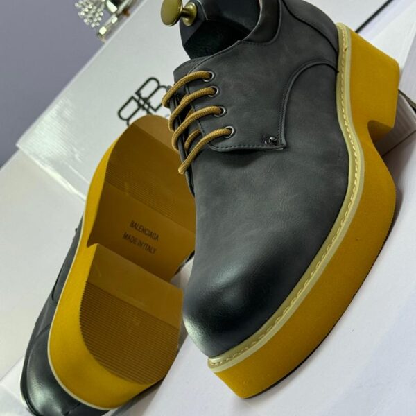 Black Designer Shoes with Yellow Chunky Sole