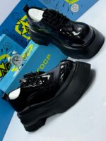 Black Glossy Leather Platform Loafers