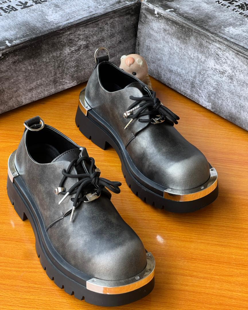 Black Grey Silver Leather Loafers Black Grey Silver Leather Loafers