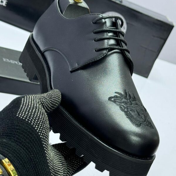 Black High-Sole Lace-Up Shoes
