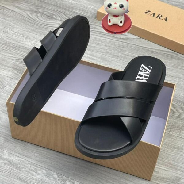 Black Leather Crossover Sandals