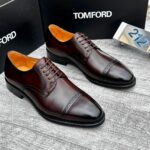 Black Leather Wingtip Derby Shoes - Image 2