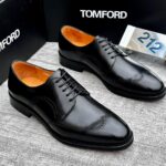 Black Leather Wingtip Derby Shoes