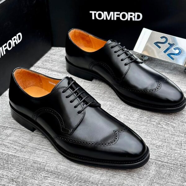 Black Leather Wingtip Derby Shoes