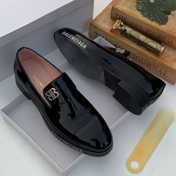 Black Loafers with Gold BB Logo Hardware