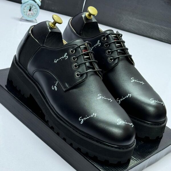 Black Logo Pattern Lug Sole Shoes