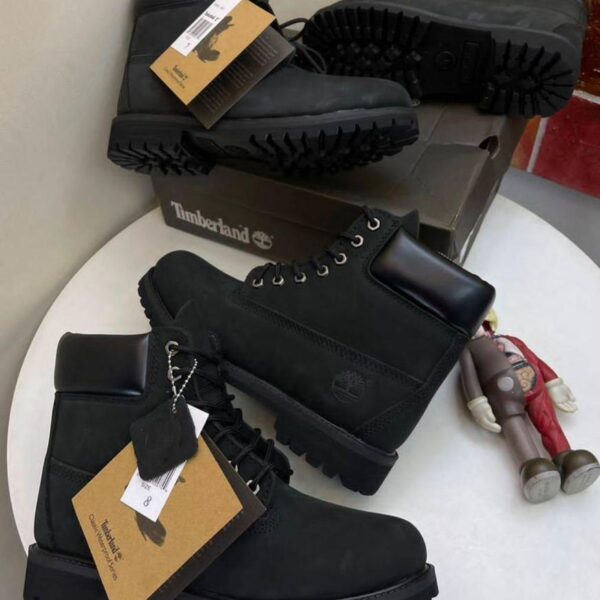 Black Nubuck Leather Boots with Rugged Rubber Sole