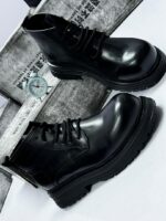 Black PU Leather Ankle Boots