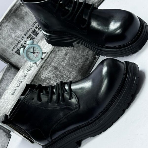 Black PU Leather Ankle Boots