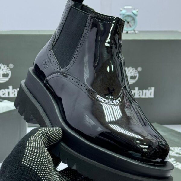 Black Patent Leather Chelsea Boots