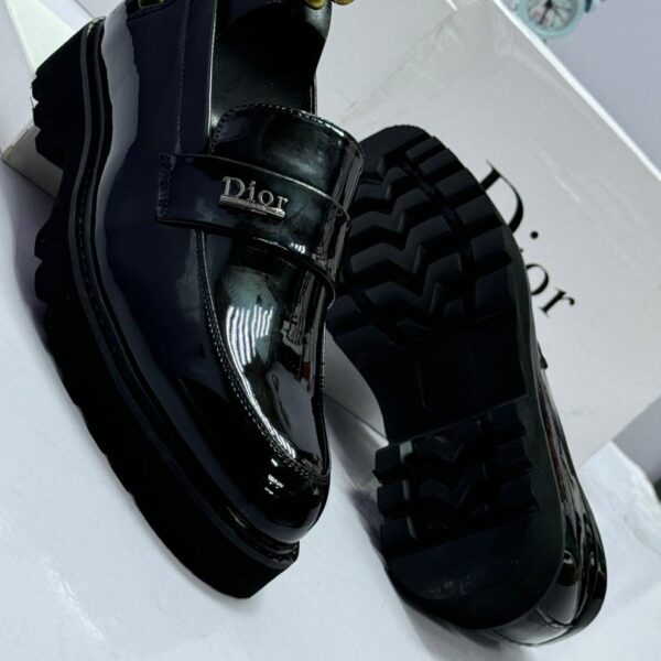 Black Patent Leather Loafers with Logo Strap
