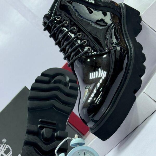 Black Patent Leather Platform Boots
