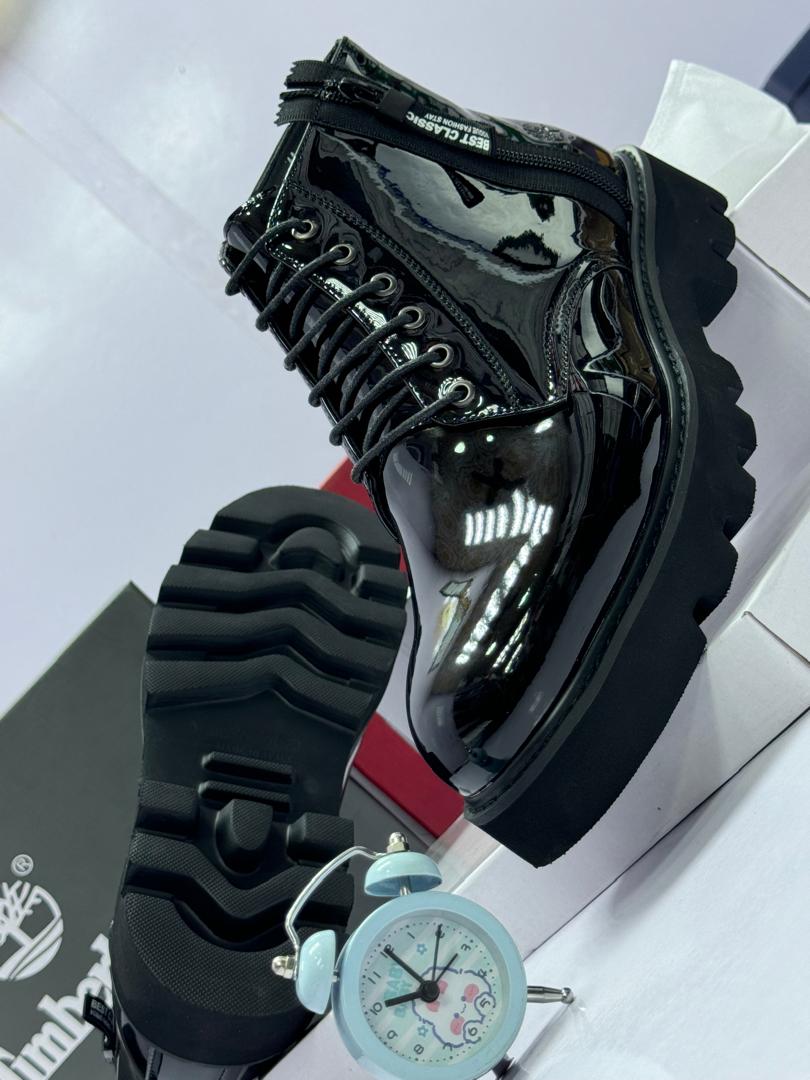 Black Patent Leather Platform Boots Black Patent Leather Platform Boots