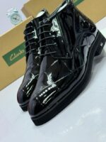Black Patent Leather Quilted Ankle Boots