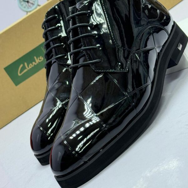 Black Patent Leather Quilted Ankle Boots