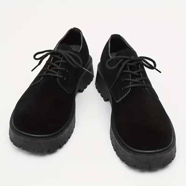 Black Suede Big Head Derby Shoes