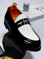 Black & White Patent Leather Loafers