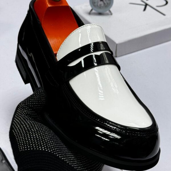 Black & White Patent Leather Loafers