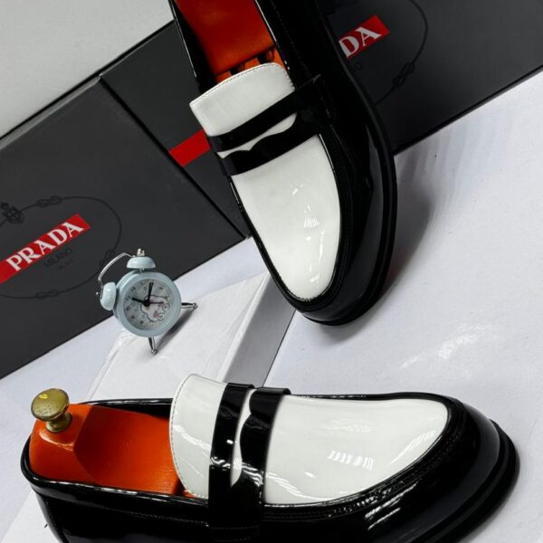 Black & White Patent Leather Loafers