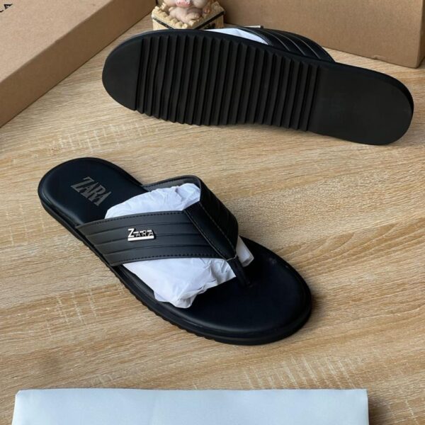 Black Zara Quilted Thong Sandals