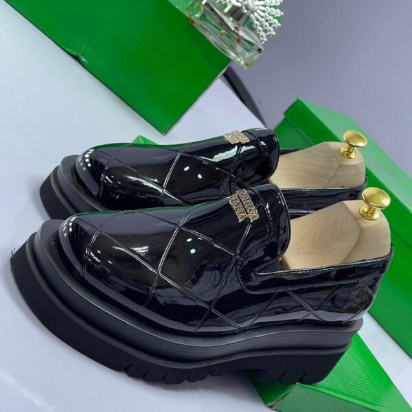 Bottega Veneta Glossy Black Quilted Loafers