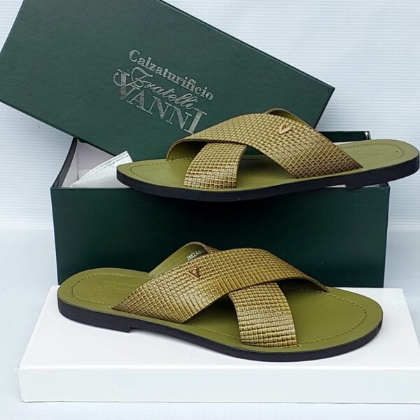 Calzaturifici Fratelli Vanni Italian Leather Crisscross Slide Sandals