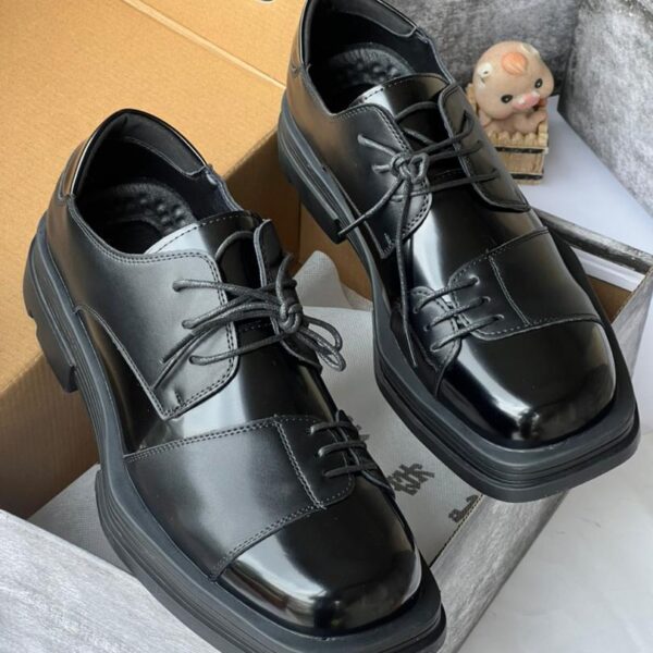 Chunky Black Leather Derby Shoes