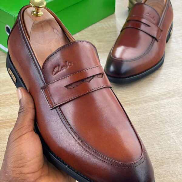 Clarks Brown Leather Penny Loafers