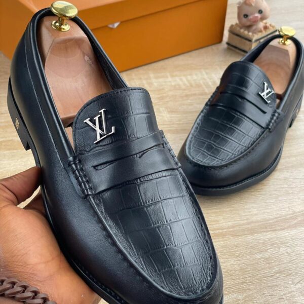 Crocodile-Embossed Leather Loafers