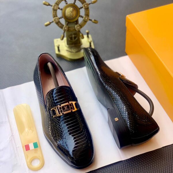 Exotic Embossed Texture Gold Buckle Luxury Shoes