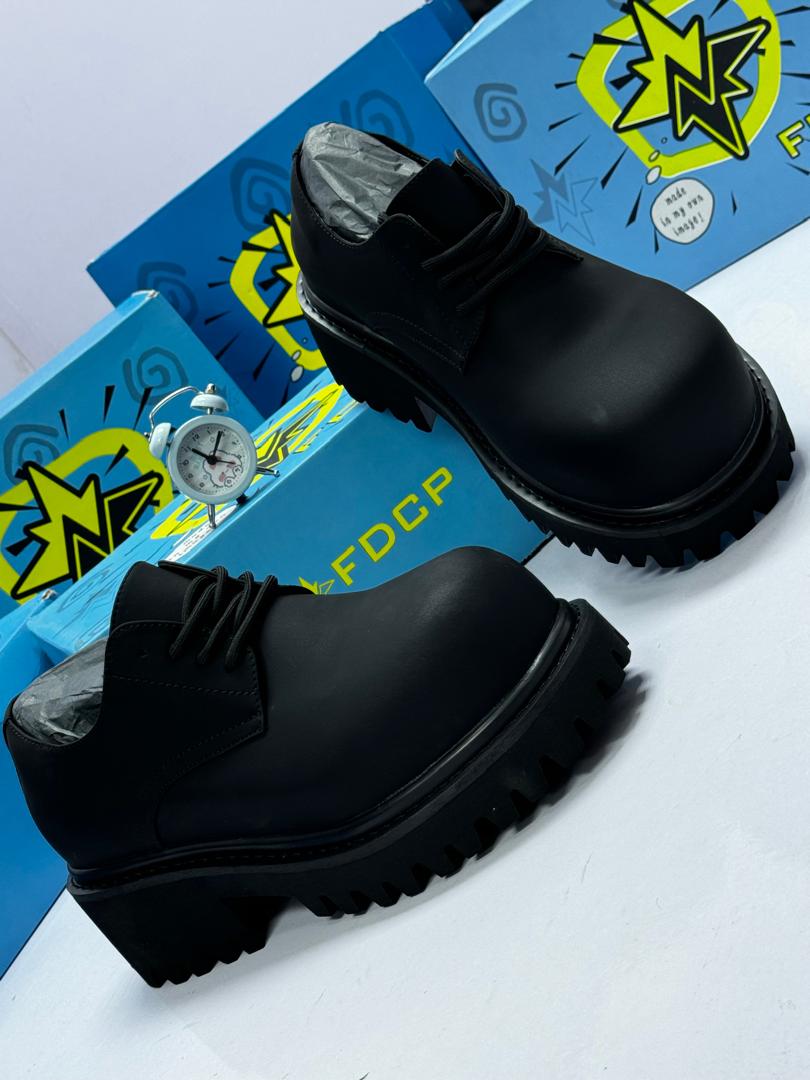 FDCP Black Chunky Platform Oxford Shoes