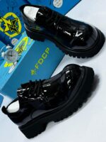 FDCP Black Patent Leather Platform Derby Shoes