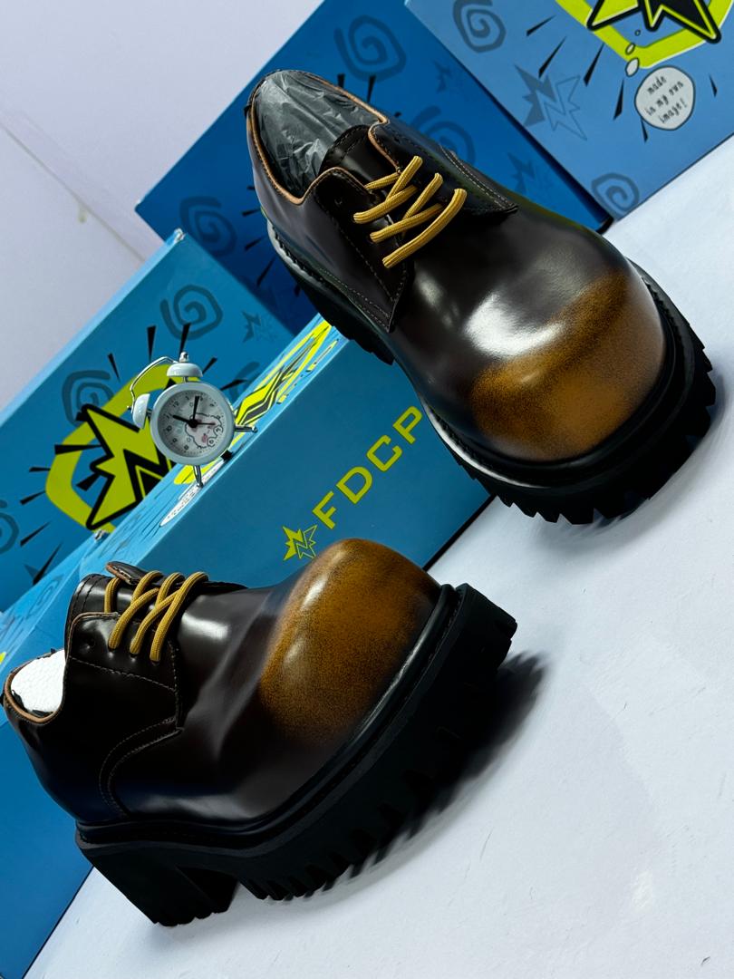 FDCP Brown and Gold Derby Shoes