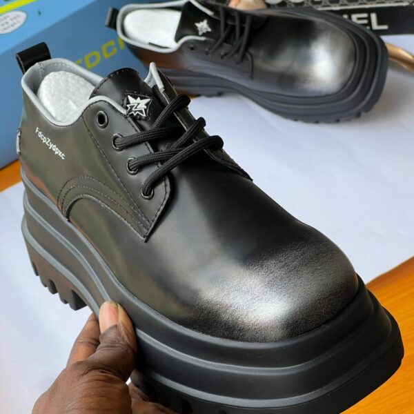 FDCP High Sole Black Leather Shoes