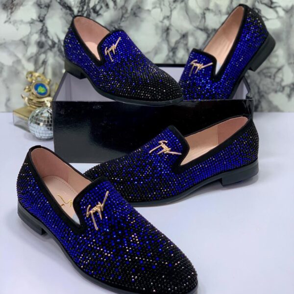 Giuseppe Zanotti Blue Rhinestone Loafers