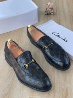 Gucci-Style Monogram Leather Horsebit Loafers