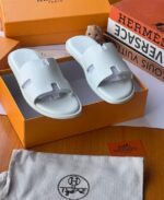 Hermès Izmir Blue Epsom Calfskin Sandals