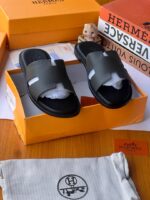 Hermès Izmir Blue Epsom Calfskin Sandals