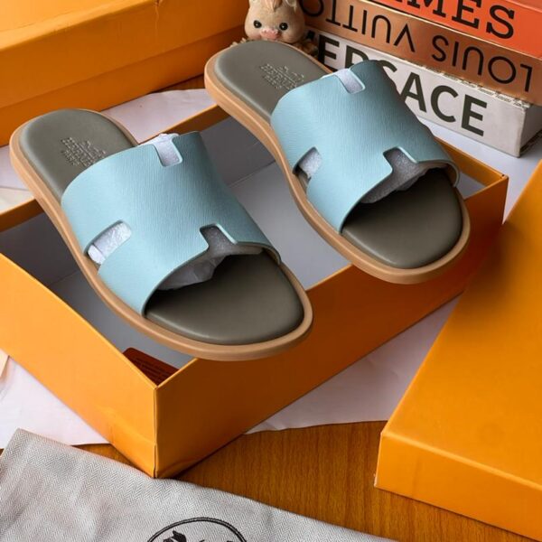 Hermès Izmir Blue Epsom Calfskin Sandals