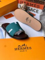 Hermès Izmir Green Leather Sandals