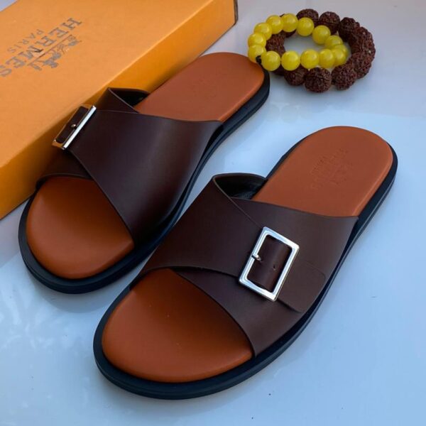 Hermès Paris Black Leather Men’s Sandal