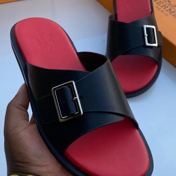 Hermès Paris Black Leather Men’s Sandal