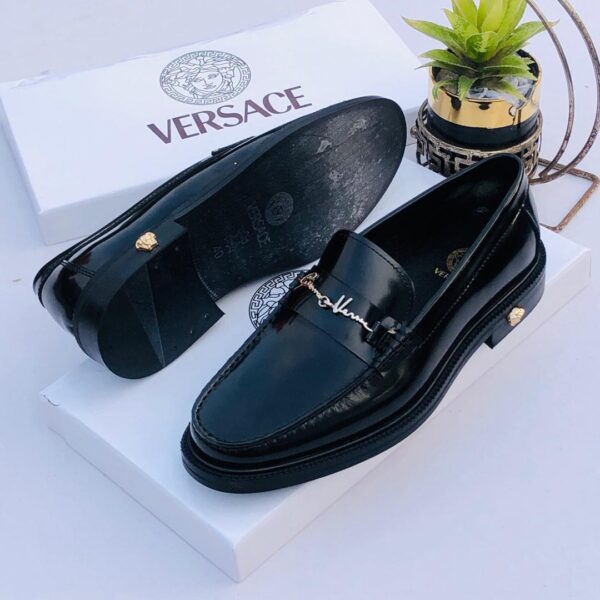 High-Shine Medusa Hardware Designer Loafers
